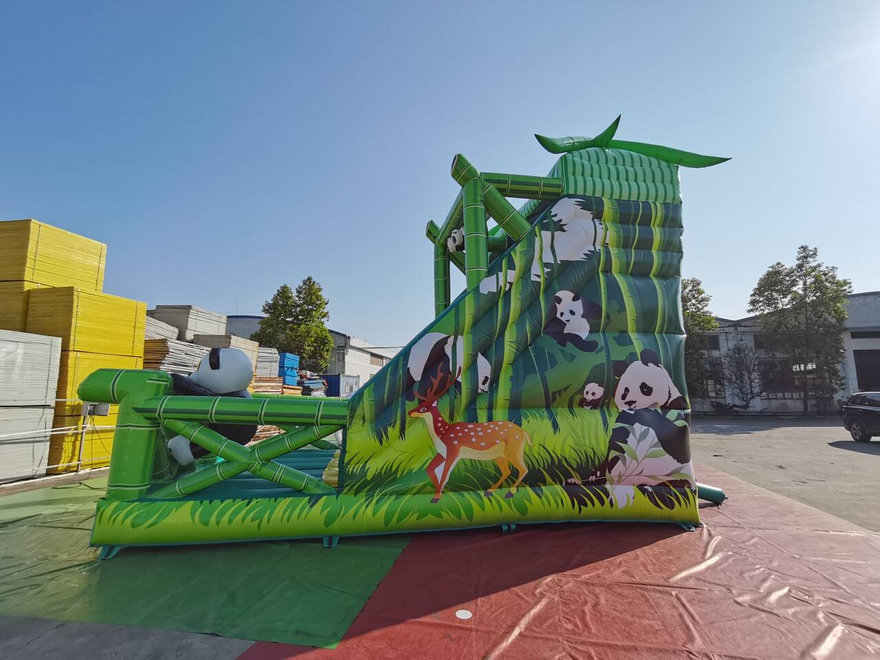 inflatable panda dry slide