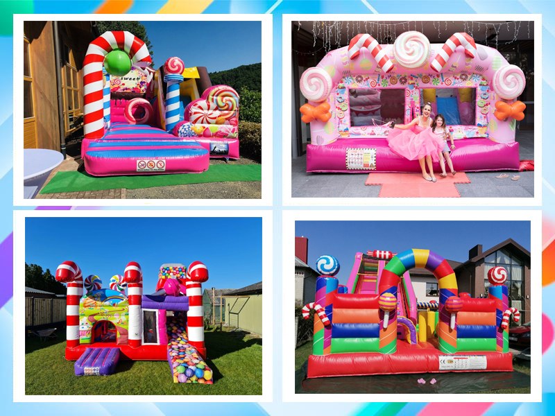 inflatable candyland bounce house with slide