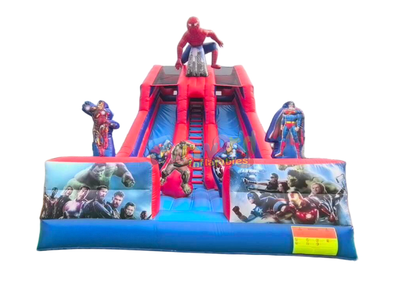 commercial pvc inflatable dry slide super hero